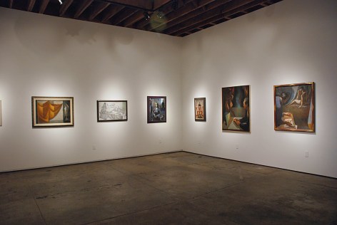 Installation photograph of LA's RISEN with Howard Warshaw, Eugene Berman, Lorser Feitelson, Harry Carmean, Richard Haines, Helen Lundeberg, Anders Aldrin, and Dan Lutz