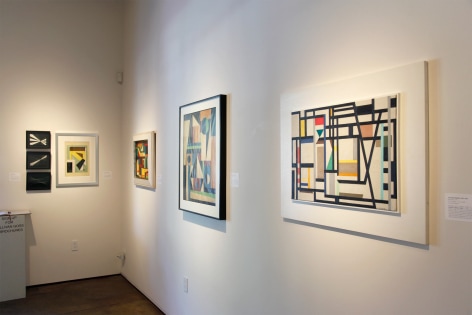 Geometric Abstraction: Recurring Patterns in American Art installation, Ken Bortolazzo, Thomas Brownwell Eldred, Sidney Gordin, Emil Bistram, Ilya Bolotowksy