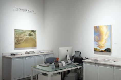 Installation photograph of The Winter Salon II, 2021 with works by Nicole Strasburg and Phoebe Brunner