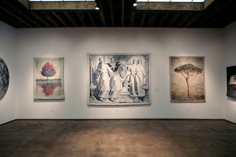 Installation photograph of Tapestries exhibition, Don and Era Farnsworth, Bruce Conner