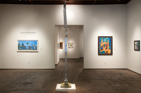 Installation photograph of MASTERWORKS OF THE ARTISTS OF SULLIVAN GOSS, 2019, Hank Pitcher, Ken Bortolazzo, Angela Perko, Charles Arnoldi, Jon Francis