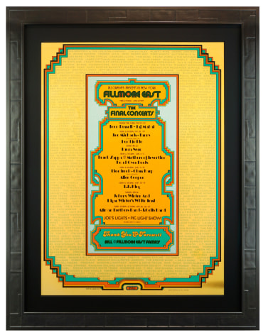 Poster by David Byrd for the Closing of the Fillmore East, June 1971. Final poster for the Fillmore East