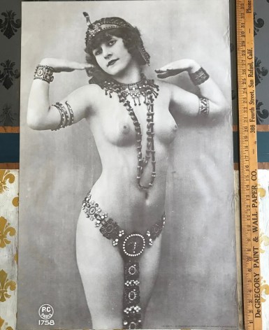 Theda Bara pinup hands on shoulders french postcard called Chastity