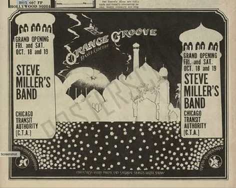 Newspaper ad for Orange Groove concerts 1968