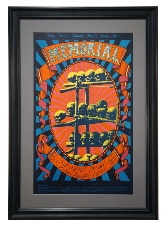 AOR 2.160 Grateful Dead Poster titled &quot;Memorial&quot; by Alton Kelley May 30-June 1, 1968 also featuring Charles Musselwhite and Petris