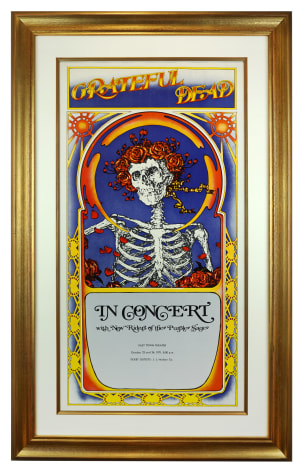 1971 Tour Blank for Grateful Dead by Stanley Kelley and Alton Kelley. Skeleton &amp; Roses motif also know as skull and roses. This show was at the East Town theatre (Eastown) in Detroit