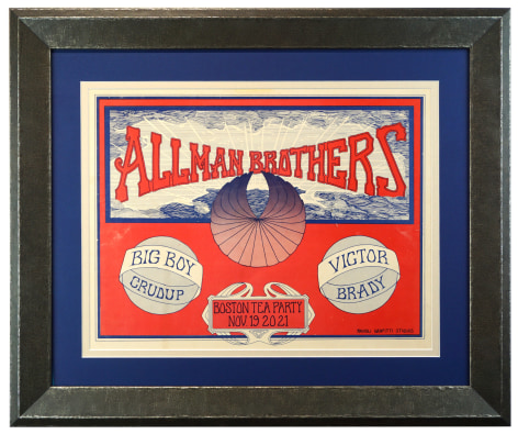 1970 Allman Brothers poster from Boston Tea Party Nov 19-21 1970 with Big Boy Crudup and Victor Brady poster