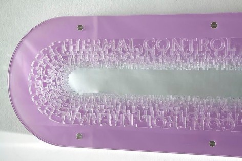 Ana Maria Tavares, Capsula Purpura, 2010. From the series Corpo Anest&eacute;sico. Crystal, colored and mirrored methacrylate, stainless steel and aluminum, 46 cm x 195 cm x 14.6 cm.