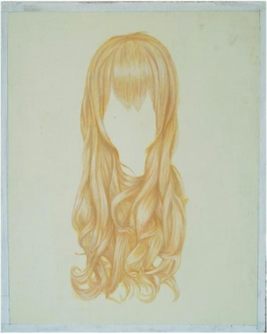 Melanie Smith, Wig 5, 2015. Oil on wood, 14 9/16 x 11 13/16 in.