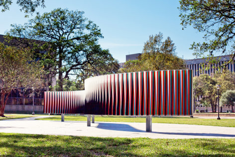 Carlos Cruz-Diez (Venezuelan, 1923-2019), Double Physichromie, 2009 Painted aluminum and steel; 80.5 x 112 x 648 inches University of Houston College of Public Art of the University of Houston System. Photo by Morris Malakoff.