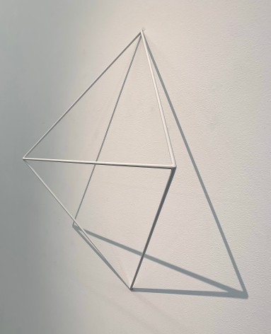 S&eacute;rvulo Esmeraldo, Untitled Prism, 2007/2013. Carbon steel rod, flat white paint, 25&nbsp; x 29 x 10&nbsp; in. (63.5 x 73.6 x 25.4 cm.)