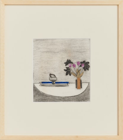 Eleonore Koch, Untitled, 1984, Crayon, graphite, tempera and collage on paper, 6 ⅞ x 6 ⅛ in. (17.5 x 15.7 cm.)