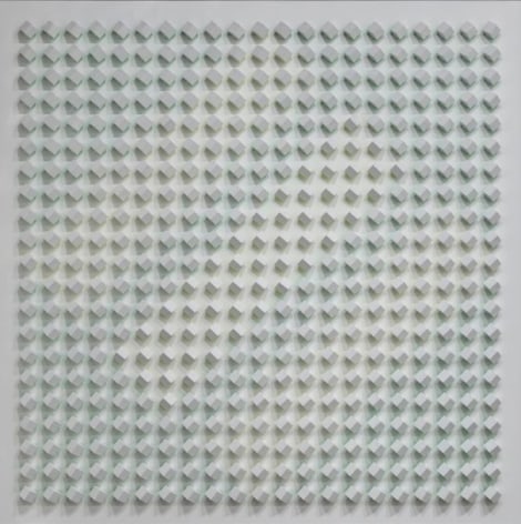 Luis Tomasello, Atmosph&egrave;re Chromoplastique N&ordm; 703, 1991. Acrylic on wood, 67 1/4 x 67 in. / 170.7 x 170.1 cm.