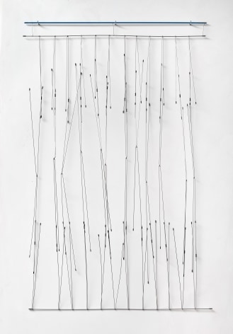 GEGO - Gertrud Goldschmidt, Dibujo sin papel numero 19, 1977. Stainless steel wire with enamel and metal caps. 43 &frac14; x 27 ⅝ x 6 ⅛ inches