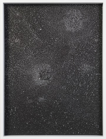 Marco Maggi, No visual distancing (Silver on Black), 2021. Paper on paper on paper, 24 x 18 in. (61 x 45.7 cm.)