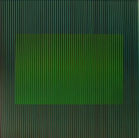 Carlos Cruz Diez, Physichromie Bailadores 11, 2000. Unique, Aluminum &amp;amp; Plexiglas, 31.5 in. x 31.5 in.