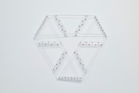 Marta Chilindron. Hollow Mobius (Clear Frame), 2018, acrylic and hinges, 14 15/16 x 26 x 26 in.