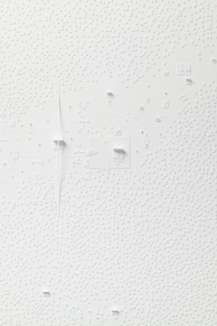 Marco Maggi, No visual distancing (White), detail, 2021. Paper on paper on paper, 36 x 24 in. (91.4 x 61 cm.)