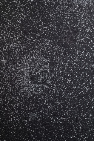 Marco Maggi, No visual distancing (Silver on Black), detail, 2021. Paper on paper on paper, 24 x 18 in. (61 x 45.7 cm.)