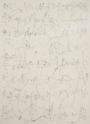 Le&oacute;n Ferrari, Musica, 1962. Drawing, ink on paper, 26 x 18 7/8 in. / 66 x 48 cm.