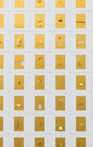 Marco Maggi, Sliding Gold, detail, 2021. Cut &amp;amp; fold on 35 mm papers, 48 x 36 in. (121.9 x 91.4 cm.)