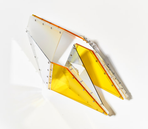 Marta Chilindron. Mobius 16, 2016, acrylic and hinges, 16 x 26 x 14 in.