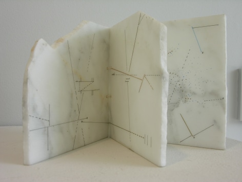 Marie Orensanz, Situation, 1988. Marble book, 6 in. x 6 1/2 in. x 1 in.