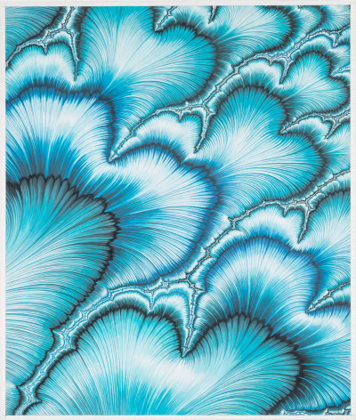 Melanie Smith, Psychoactive Render 17, 2022. Pigments on veneered wood panel, 28 3/8 x 33 1/2 in. (72 x 85 cm.)