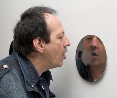 Oscar Mu&ntilde;oz, Aliento&nbsp;[12 discs],&nbsp;Ed of 3 + 2AP, 1995. Photo-serigraph impression with grease on 12 steel disks. Solo exhibition&nbsp;Oscar Mu&ntilde;oz: Mirror Image,&nbsp;Iniva London, 2008. Photo courtesy&nbsp;Thierry Bal.