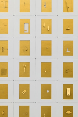 Marco Maggi, Sliding Gold, detail, 2021. Cut &amp;amp; fold on 35 mm papers, 48 x 36 in. (121.9 x 91.4 cm.)