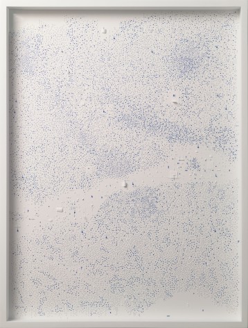Marco Maggi, No visual distancing (Blue on White), 2021. Paper on paper on paper, 24 x 18 in. (61 x 45.7 cm.)