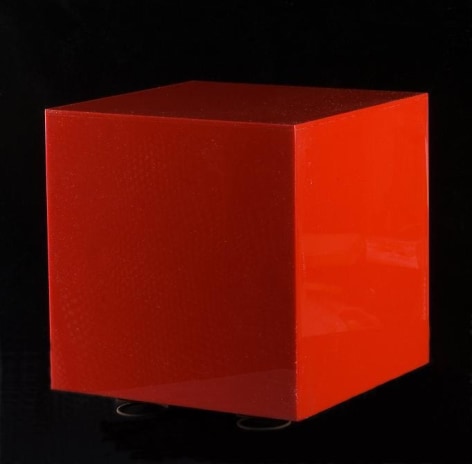 Antonio Asis, Cube No. 1, 1969. Aluminum, wood, springs, 9 7/16 in. x 9 7/16 in. x 9 7/16 in.