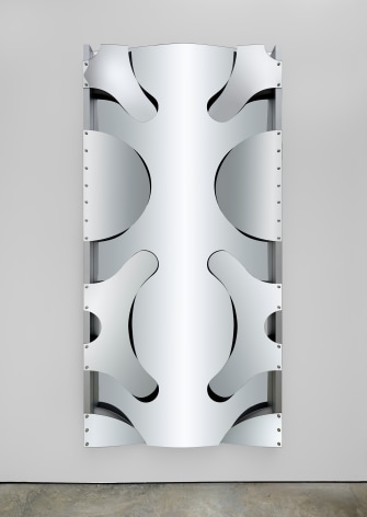 Thomas Glassford, Untitled (silver mirror), 2010. Mirrored plexiglas and anodized aluminum, 96 1/8 x 47 1/4 x 3 7/8 in.