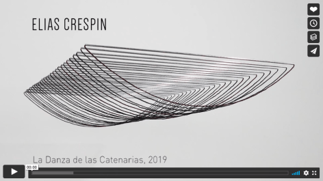 Elias Crespin, La Danza de las catenarias, 2019. Aluminum, wool, 6 11/16 x 51 1/8 x 29 7/8 in. (17 x 130 x 76 cm.)