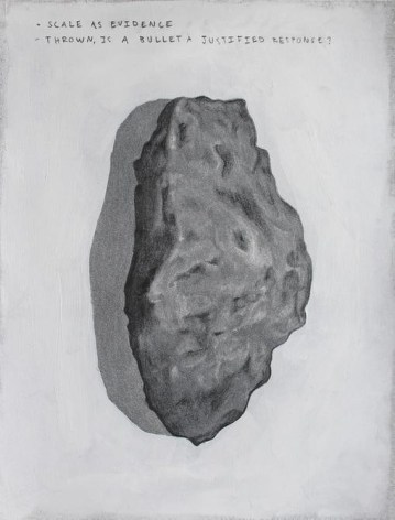 Anna Elise Johnson, Scale as Evidence, 2014. Graphite, spray paint, and gesso on paper, 9 in. x 12 in.