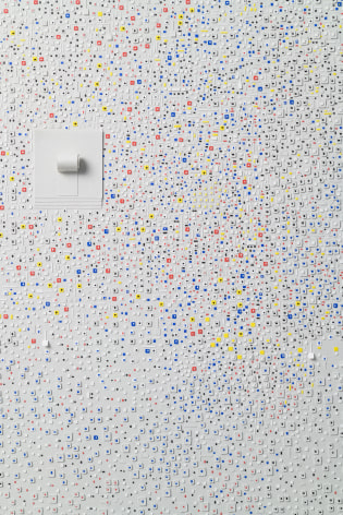 Marco Maggi, No visual distancing (Colors on Grey), detail, 2021. Paper on paper on paper, 24 x 18 in. (61 x 45.7 cm.)