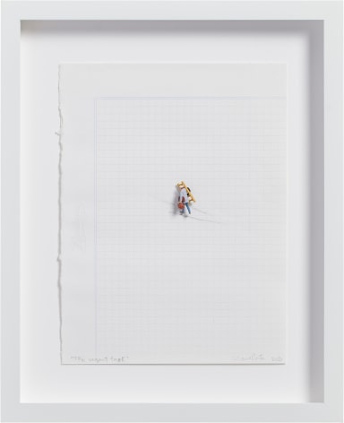 Liliana Porter, The Urgent Task, 2021. Assemblage and graphite on paper, 8 &frac14; x 6 ⅛ in. (21 x 15.6 cm.)