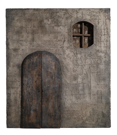 Elsa Gramcko, Sin t&iacute;tulo [Untitled], c. 1965. Cement, car battery cells and mixed media on wood, 33 1/2 x 29 3/8 in.&nbsp;(85 x 74.5 cm.)