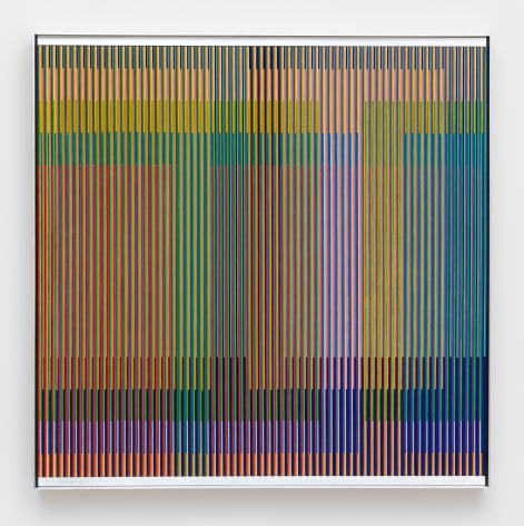 Carlos Cruz-Diez, Physichromie N&deg; 559, 1971 Acrylic on cardboard, PVC and wood 27 1/2 x 27 1/2&nbsp;inches.