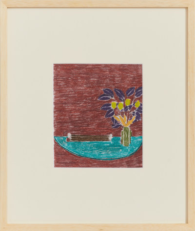 Eleonore Koch, Untitled, 1976. Crayon, graphite and collage on paper, 6 13/16 x 6 ⅛ in. (17.3 x 15.5 cm.)