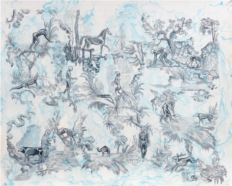 Rodrigo Facundo, Manimal, 2020. Watercolor on 300 gr. cotton paper, 35 7/8 x 45 1/4 in.