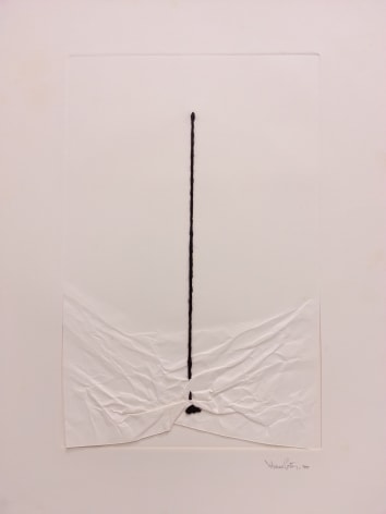 Liliana Porter,&nbsp;Untitled (with string and wrinkle), 1970.&nbsp;Embossing wrinkled and cut paper, yarn.&nbsp;30&nbsp;x 22 1/8 in. (76.2 x 56.2 cm.)