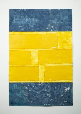 Sandra Monterroso, La paradoja de sanar N&ordm; 5, 2023. C&uacute;rcuma, &Iacute;ndigo, acrylic, cotton paper, 26 x 16 3/4 in. (66 x 42.5 cm.)