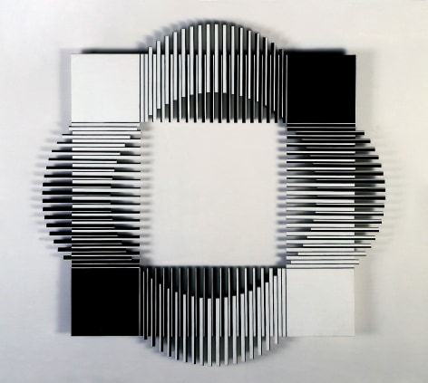 Francisco Sobrino, Relation Noir Blanc, 2003. Plexiglas, 39 3/8 x 39 3/8 in. (100 x 100 cm.)