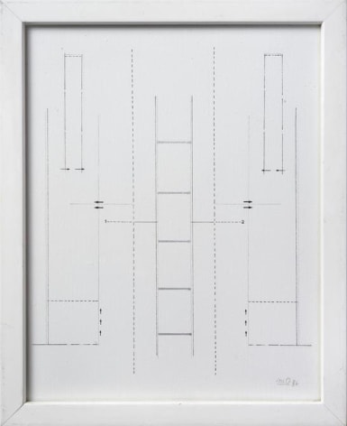 Marie Orensanz, construcci&oacute;n, 1986. Drawing on canvas, mixed media, 9 7/16 in. x 7 7/8 in.