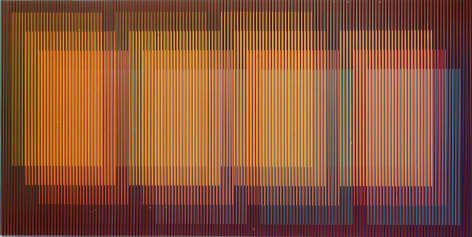 Carlos Cruz-Diez, Physichromie Panam 240, 2015. Chromography on aluminum, 78 11/16 x 157 7/16 in. (200 x 400 cm.)