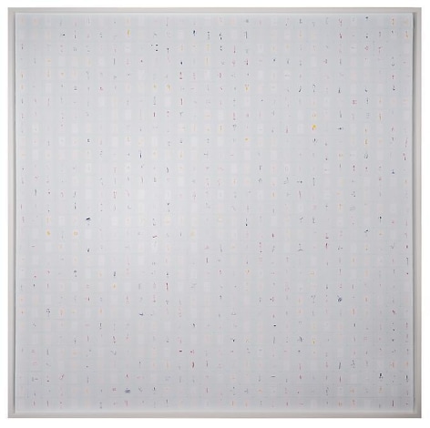 Marco Maggi, Nine Hundred Windows, 2013. Cuts and folds on 35mm white paper with color background, 60 in. x 60 in.