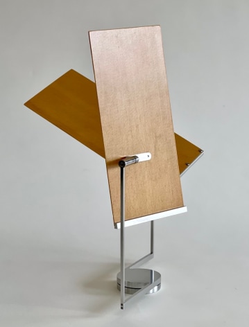 Pedro S. de Movell&aacute;n, SHEAR, 2023. Sitka spruce, aluminum, stainless steel, 12 in. Max Height x 14 in. Max Swing, Edition of 3.&nbsp;