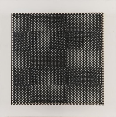 Antonio Asis, Untitled from the series Peque&ntilde;os Cuadrados Negro y Blanco, 1971. Acrylic on wood and metal, 26 x 26 x 6 1/4 in. / 66 x 66 x 15.8 cm.