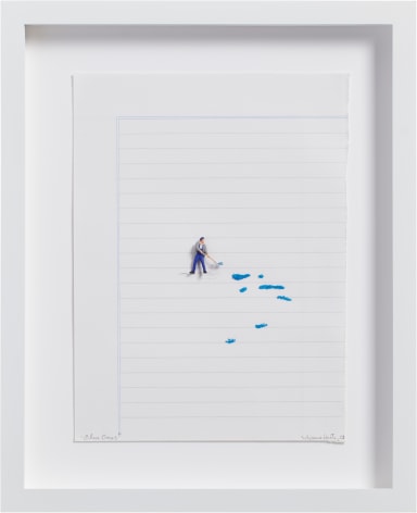 Liliana Porter, Blue Ones, Assemblage and graphite on paper, 8 &frac14; x 6 ⅛ in. (21 x 15.6 cm.)